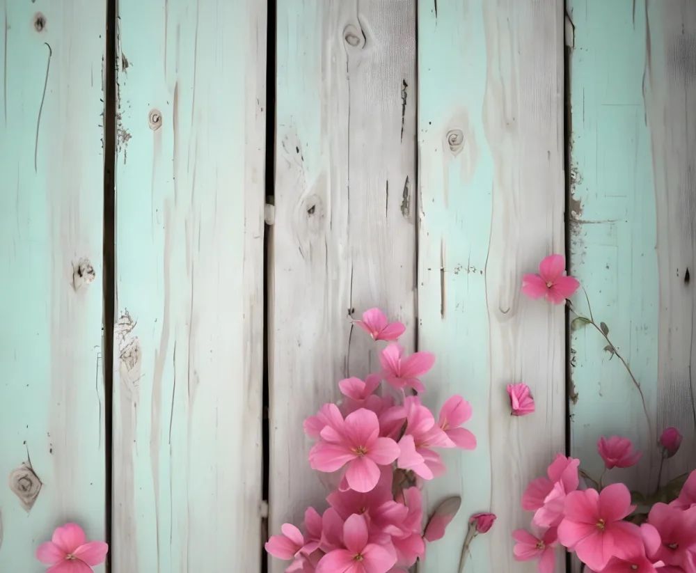 Oil Painting Pink Flowers Against A Weathered Wooden Background Creative Extremely Detailed Brush Stroke 2 7098