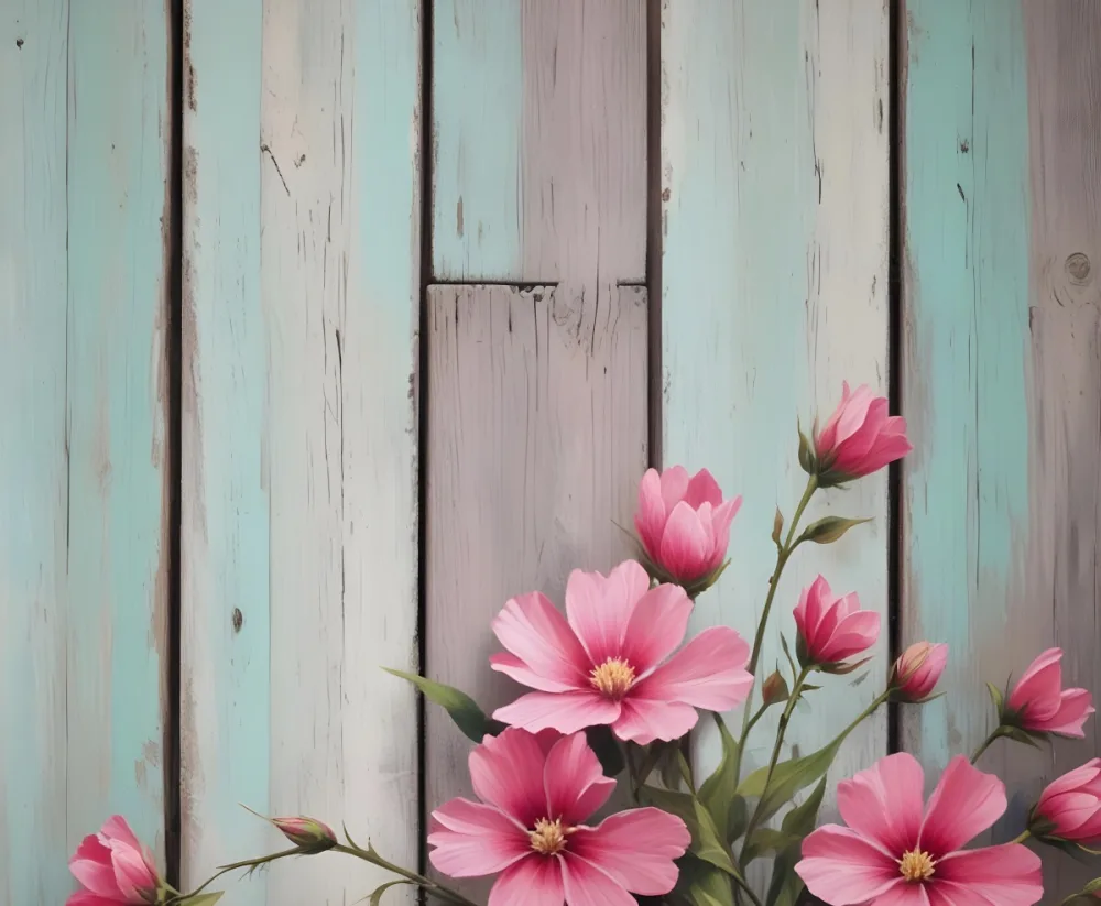 Oil Painting Pink Flowers Against A Weathered Wooden Background Creative Extremely Detailed Brush Stroke 5 8b1a