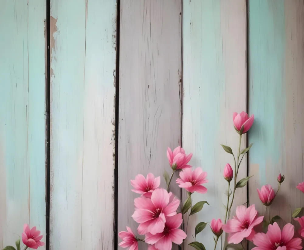 Oil Painting Pink Flowers Against A Weathered Wooden Background Creative Extremely Detailed Brush Stroke 6 4dd2
