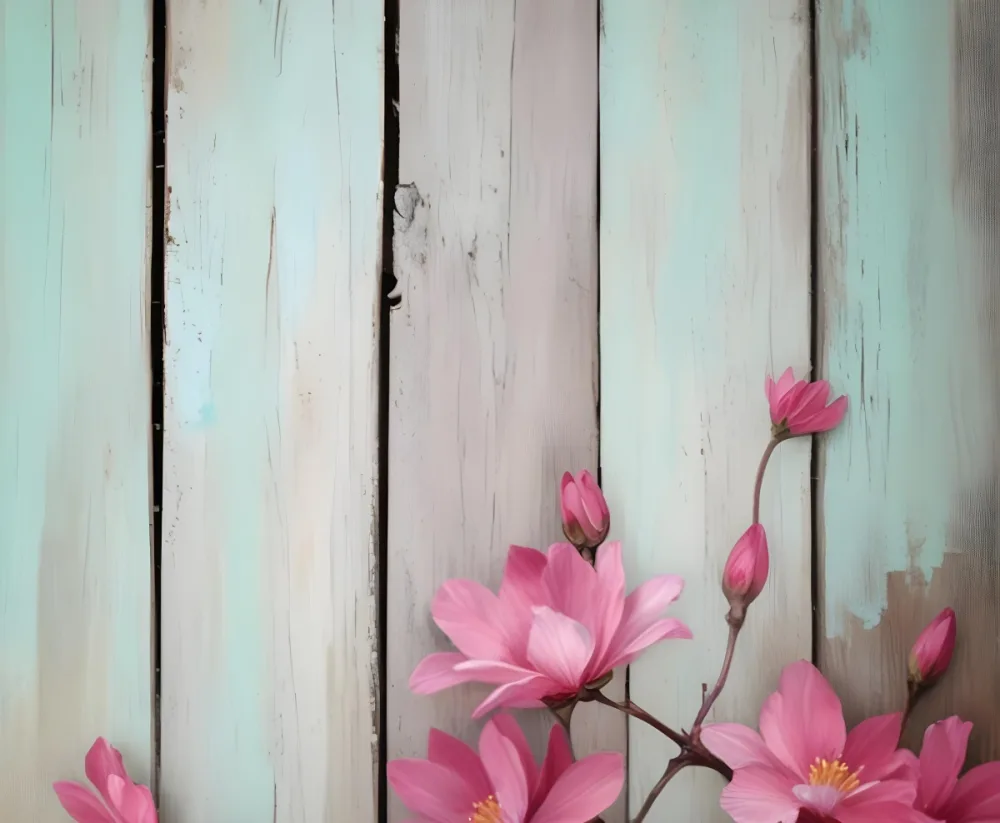 Oil Painting Pink Flowers Against A Weathered Wooden Background Creative Extremely Detailed Brush Stroke 8 E6d3