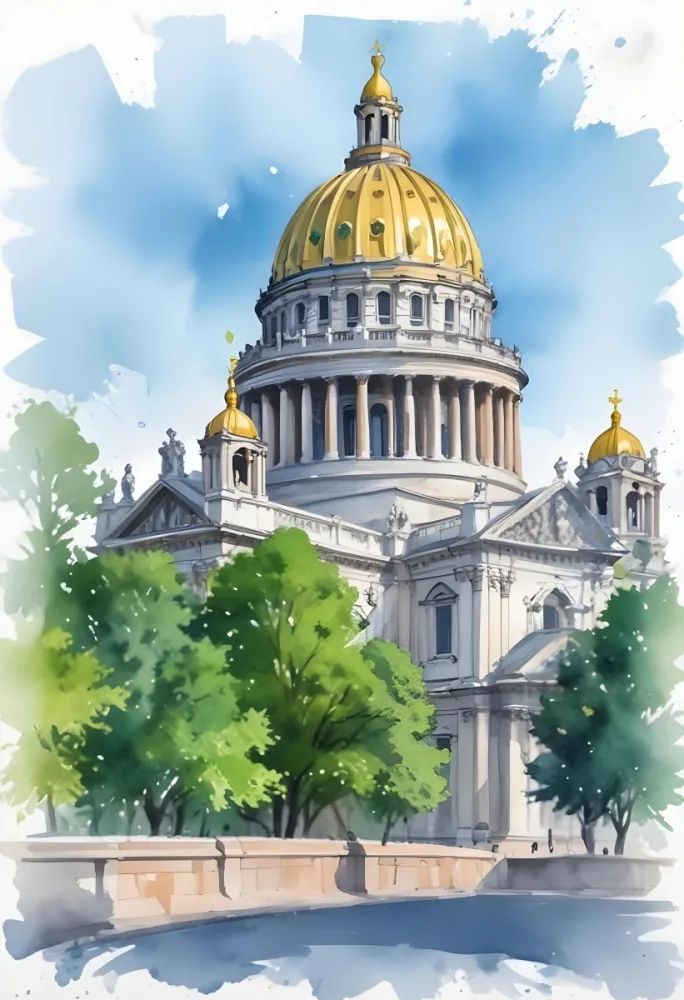 Oil Painting Saint Isaac S Cathedral With Green Trees In The Foreground Creative Extremely Detailed Brush Stroke 26 F567