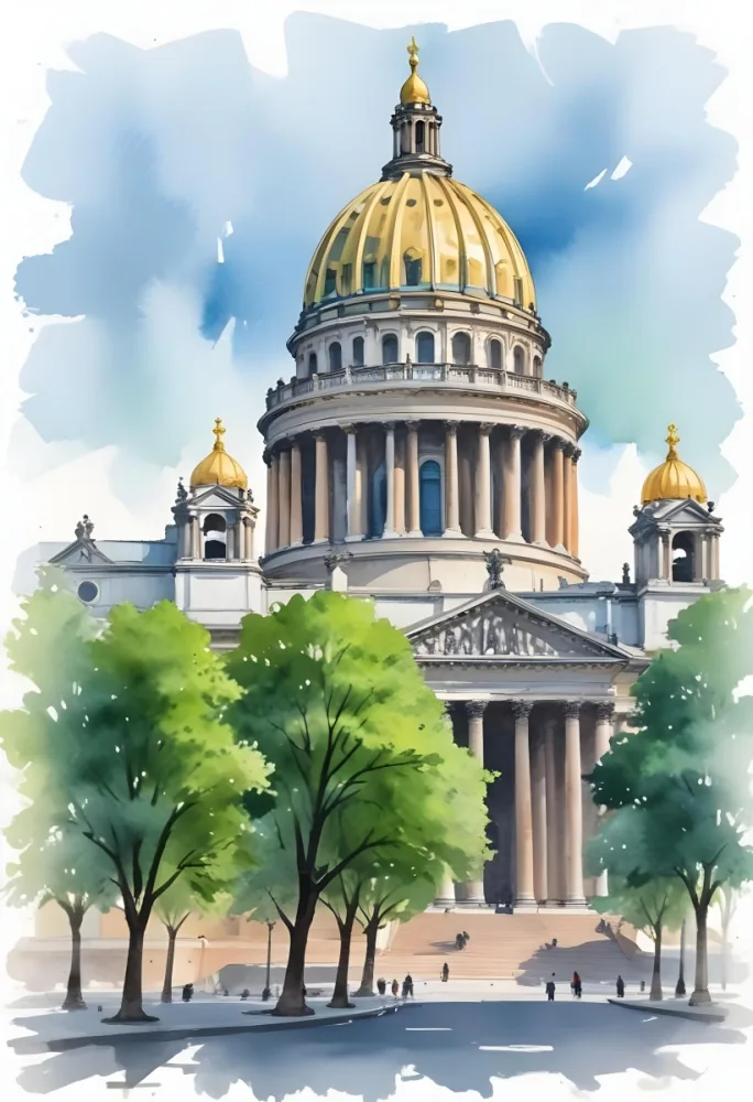 Oil Painting Saint Isaac S Cathedral With Green Trees In The Foreground Creative Extremely Detailed Brush Stroke 5 1b65