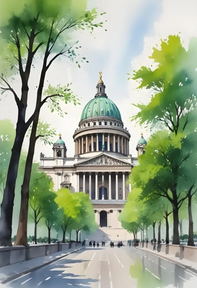 Oil Painting Saint Isaac S Cathedral With Green Trees In The Foreground Creative Extremely Detailed Brush Stroke 51 C0b5