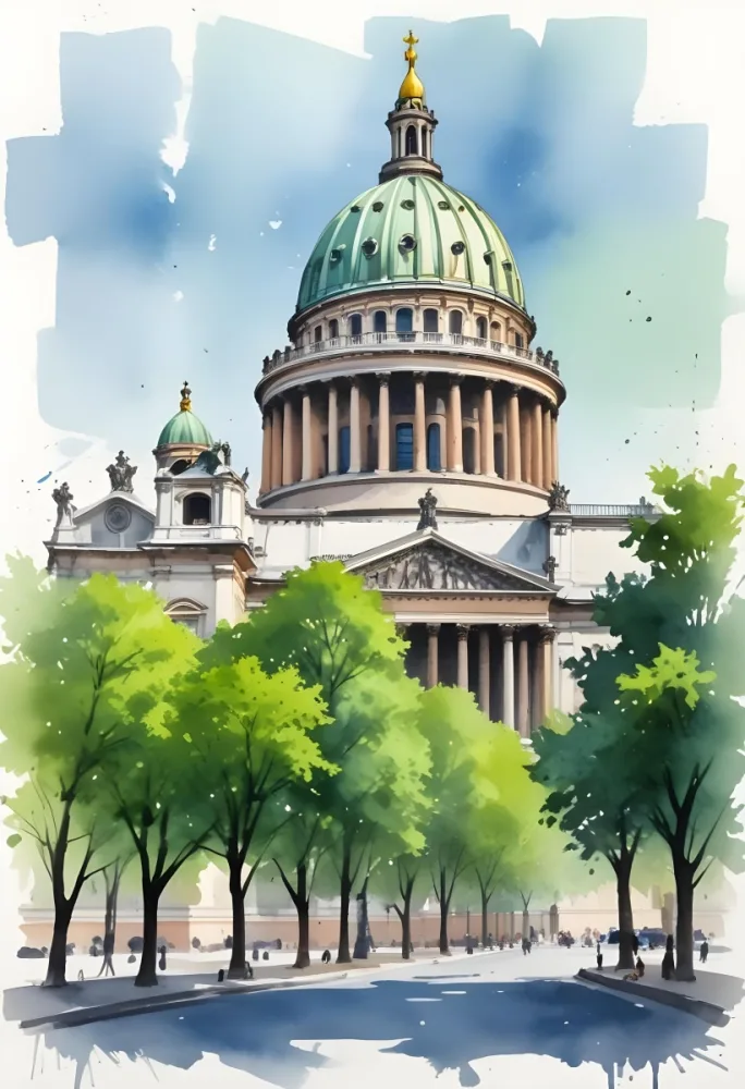 Oil Painting Saint Isaac S Cathedral With Green Trees In The Foreground Creative Extremely Detailed Brush Stroke 57 274d