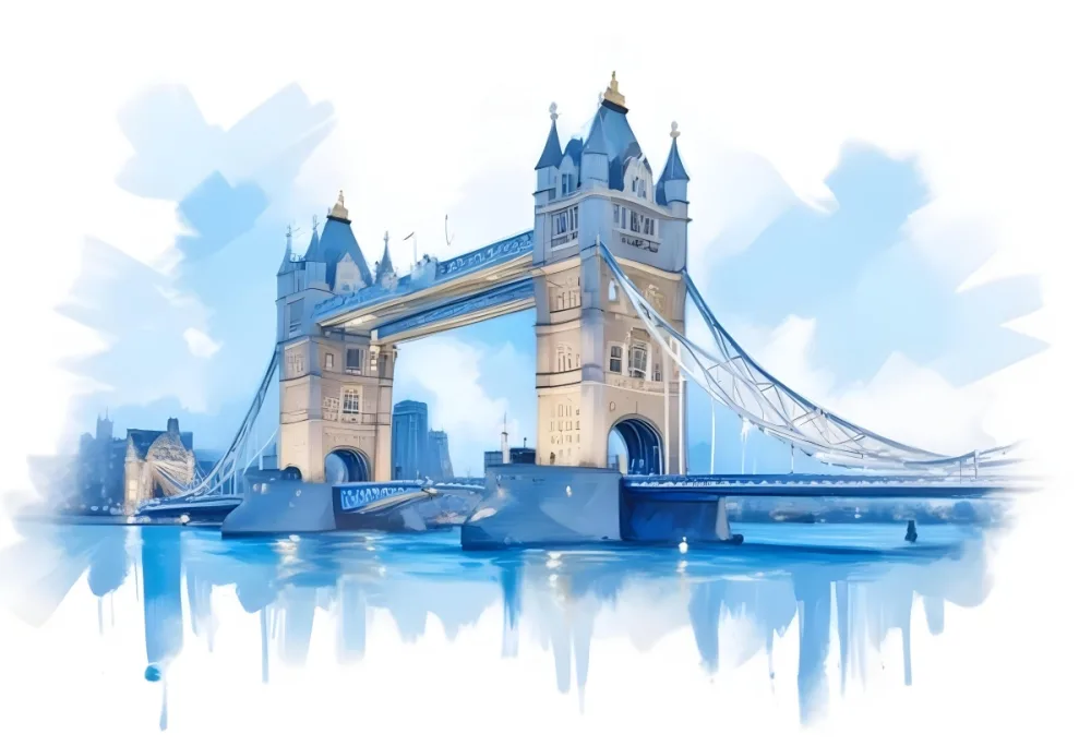 Oil Painting Tower Bridge In London Blue Sky And Water Creative Extremely Detailed Brush Stroke 11 B84f