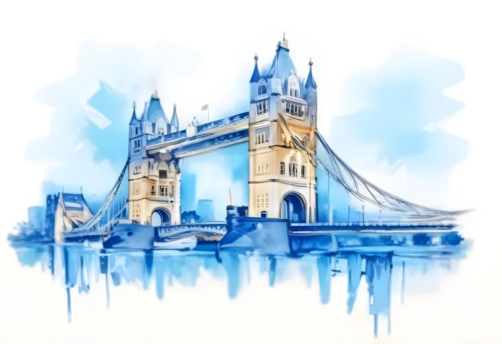 Oil Painting Tower Bridge In London Blue Sky And Water Creative Extremely Detailed Brush Stroke 13 F0d9