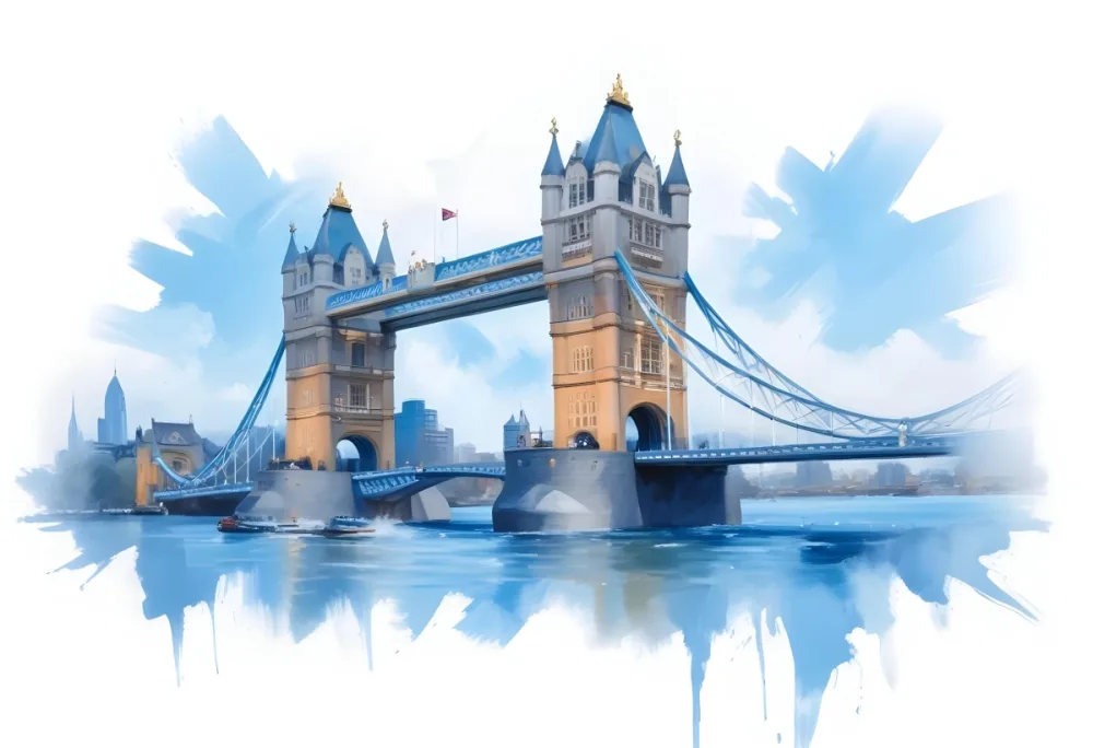 Oil Painting Tower Bridge In London Blue Sky And Water Creative Extremely Detailed Brush Stroke 18 092e