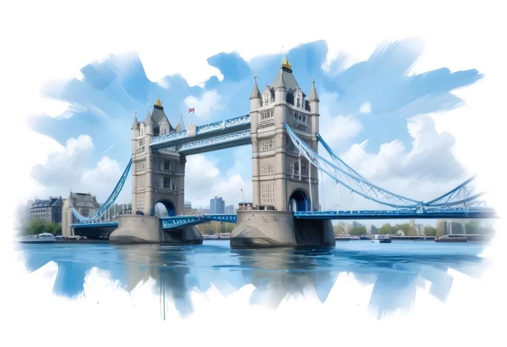 Oil Painting Tower Bridge In London Blue Sky And Water Creative Extremely Detailed Brush Stroke 21 F7f3