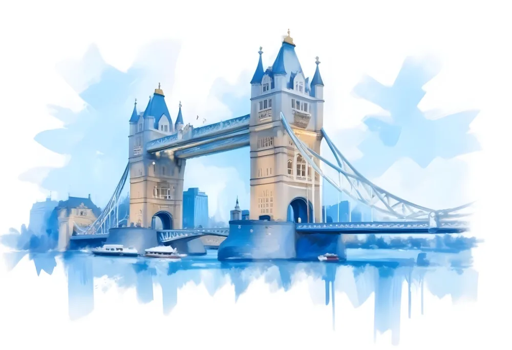Oil Painting Tower Bridge In London Blue Sky And Water Creative Extremely Detailed Brush Stroke 36 3dc6