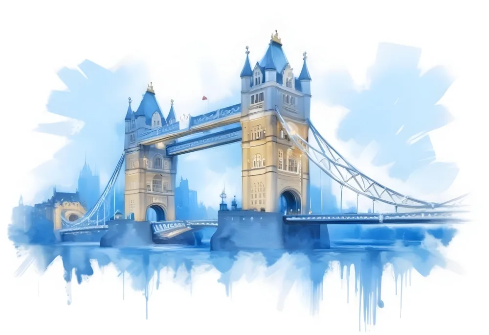 Oil Painting Tower Bridge In London Blue Sky And Water Creative Extremely Detailed Brush Stroke 41 8b62