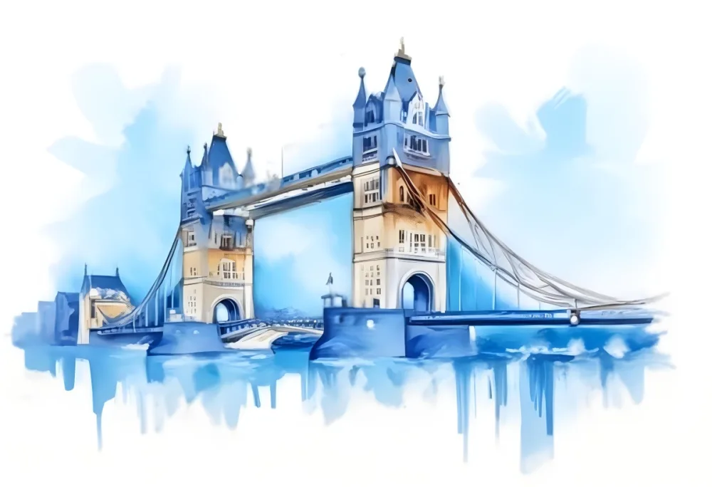 Oil Painting Tower Bridge In London Blue Sky And Water Creative Extremely Detailed Brush Stroke 42 6b15