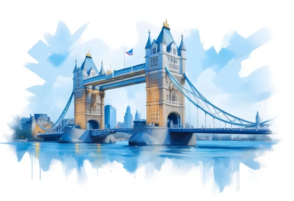 Oil Painting Tower Bridge In London Blue Sky And Water Creative Extremely Detailed Brush Stroke 45 4883
