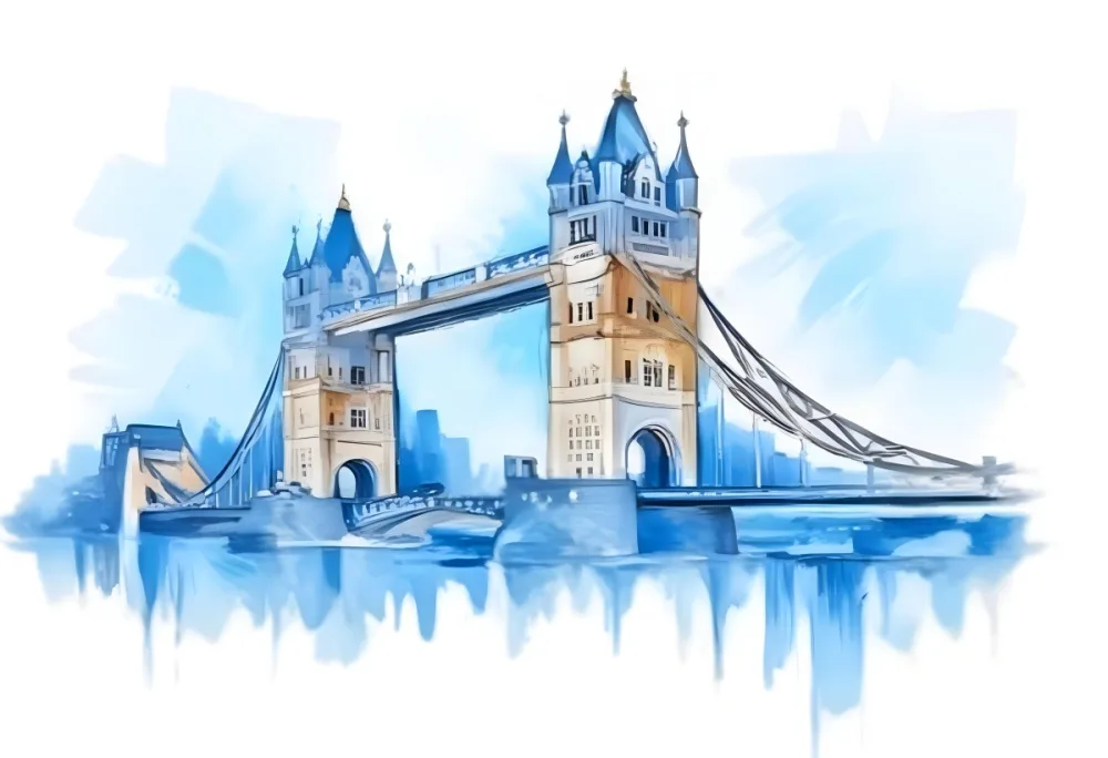 Oil Painting Tower Bridge In London Blue Sky And Water Creative Extremely Detailed Brush Stroke 6 F57f