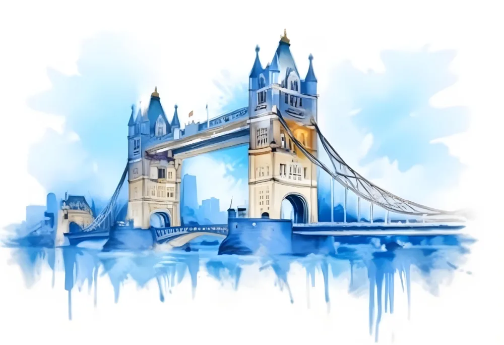 Oil Painting Tower Bridge In London Blue Sky And Water Creative Extremely Detailed Brush Stroke 7 F343