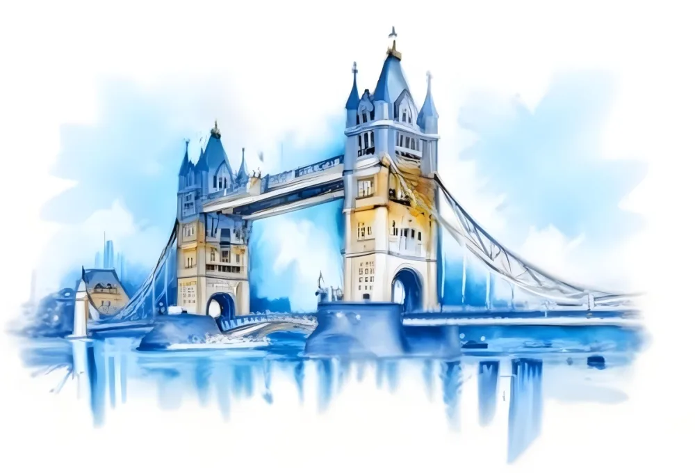 Oil Painting Tower Bridge In London Blue Sky And Water Creative Extremely Detailed Brush Stroke 8 14b0