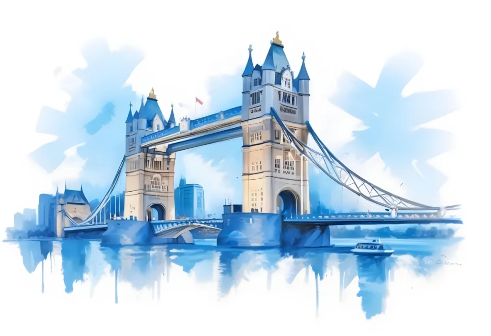 Oil Painting Tower Bridge In London Blue Sky And Water Creative Extremely Detailed Brush Stroke 9 1722