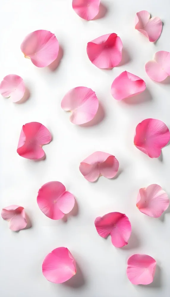 Pink Rose Petals Scattered On A White Marble Surface The Petals Are Vibrant And Fresh Creating A Visually Appealing Contrast Against The Smooth Surface 19 7140