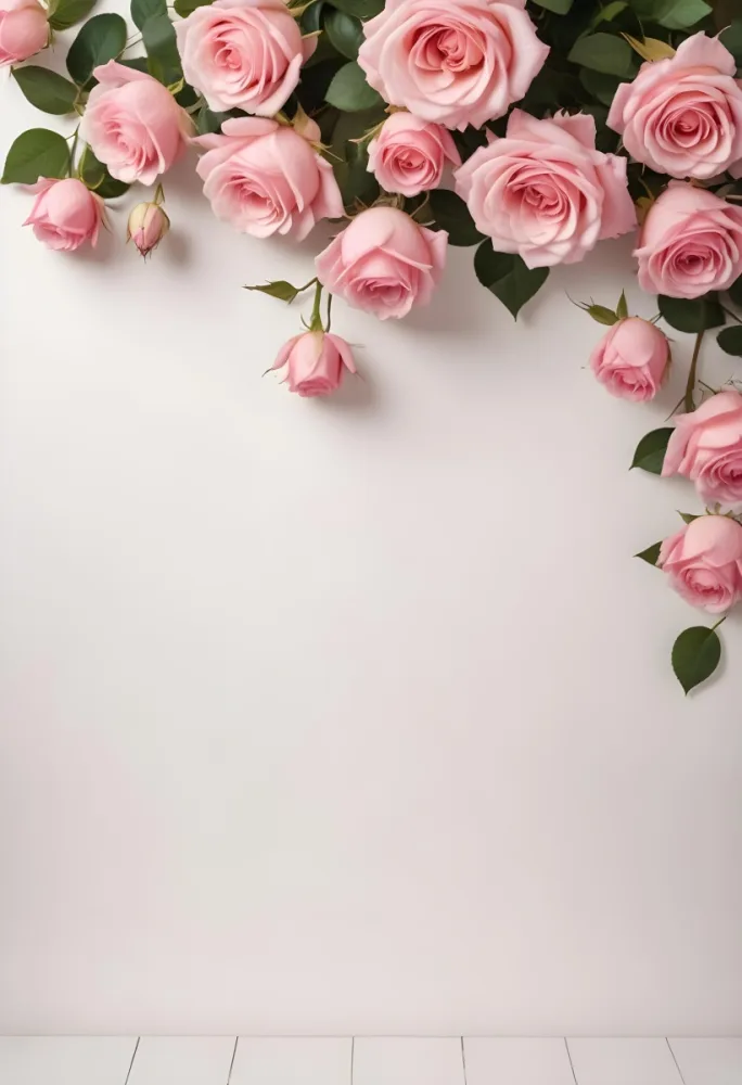 Pink Roses On A Light Background With Copy Space 1