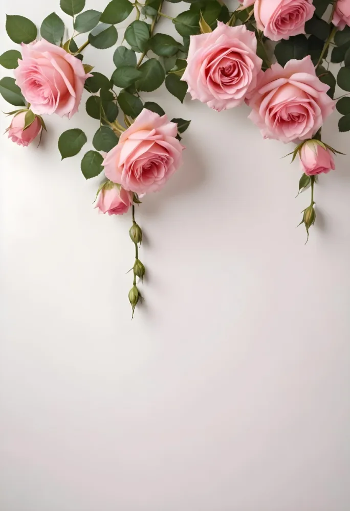 Pink Roses On A Light Background With Copy Space 2 237c
