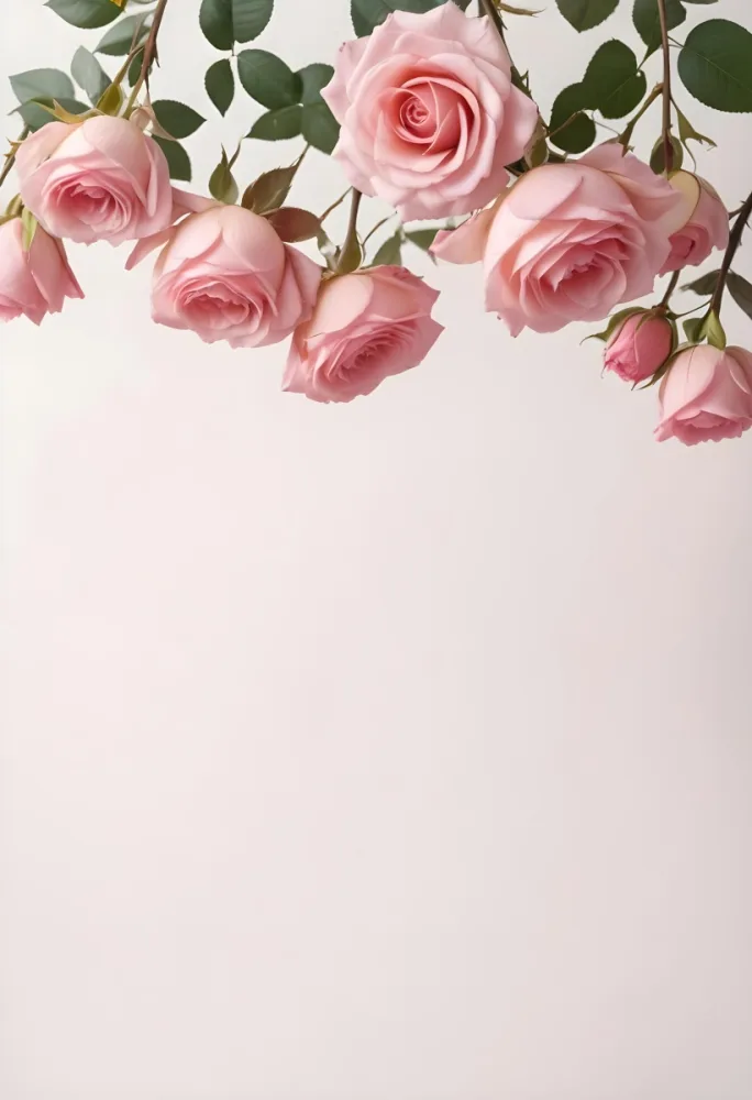Pink Roses On A Light Background With Copy Space 5 D738