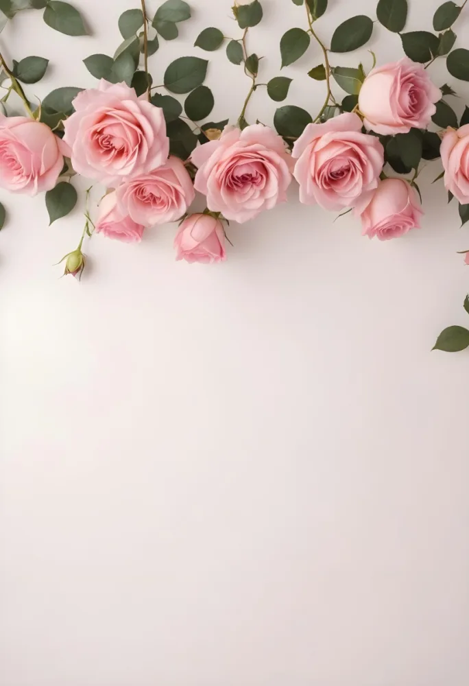 Pink Roses On A Light Background With Copy Space 6 4f91