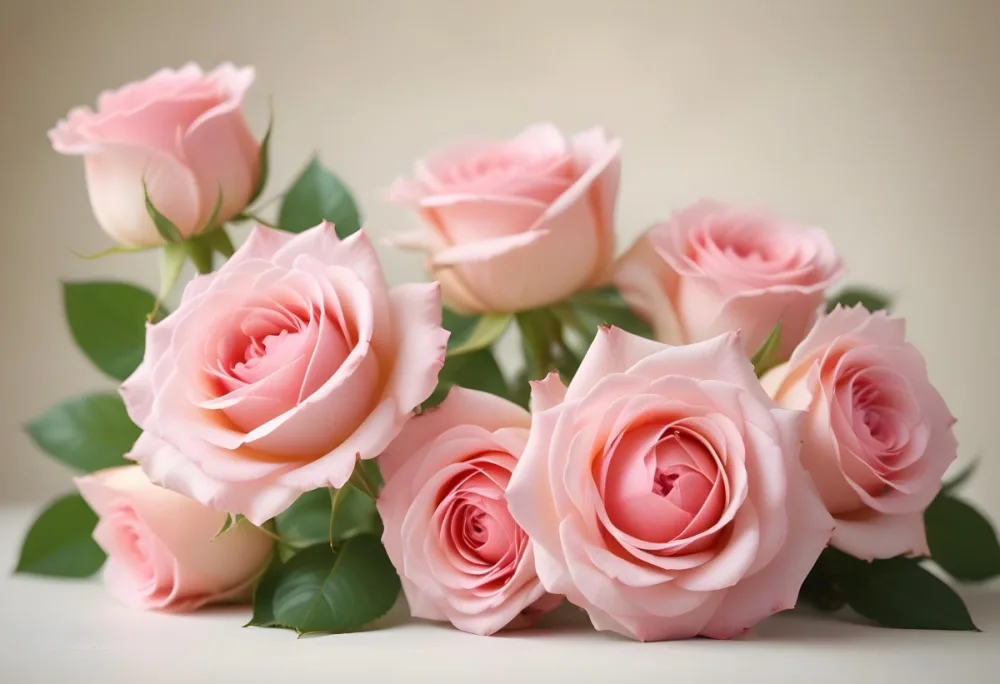 Pink Roses On A Soft Light Background Creating A Delicate Floral Arrangement With A Dreamy Ethereal Quality Suitable For Romantic Or Celebratory Themes 14 75fb