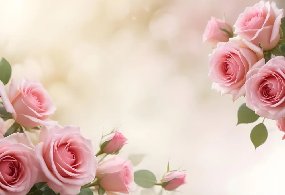 Pink Roses On A Soft Light Background Creating A Delicate Floral Arrangement With A Dreamy Ethereal Quality Suitable For Romantic Or Celebratory Themes 18 7e4a