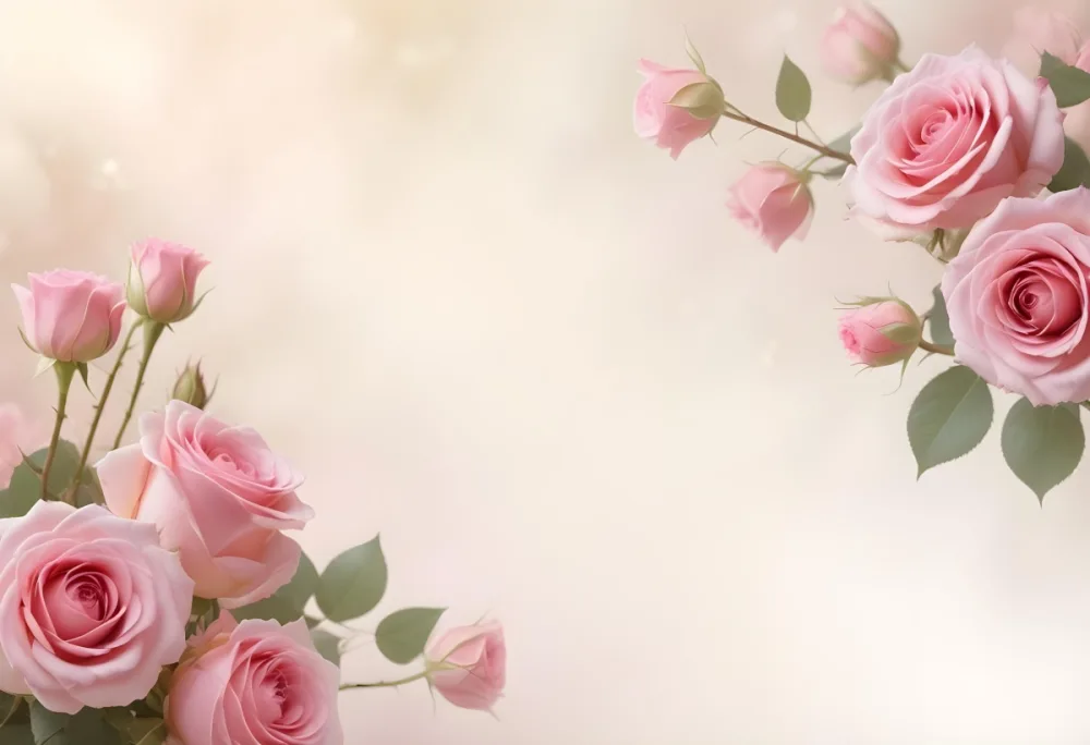 Pink Roses On A Soft Light Background Creating A Delicate Floral Arrangement With A Dreamy Ethereal Quality Suitable For Romantic Or Celebratory Themes 24 4876