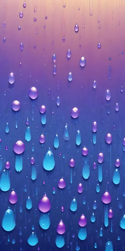 Pixel Art Close Up Of Water Droplets On A Surface Varying In Size And Shape With A Gradient Background Featuring Shades Of Blue And Purple The Droplets Reflect Light Creating A Glossy Appearance 8bits 121 B313