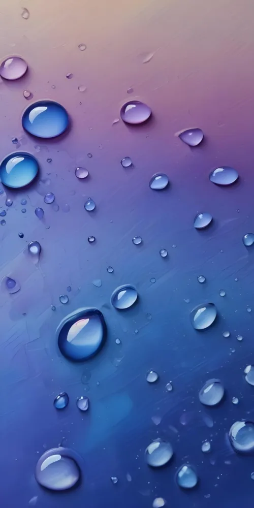 Pixel Art Close Up Of Water Droplets On A Surface Varying In Size And Shape With A Gradient Background Featuring Shades Of Blue And Purple The Droplets Reflect Light Creating A Glossy Appearance 8bits 50 8eda