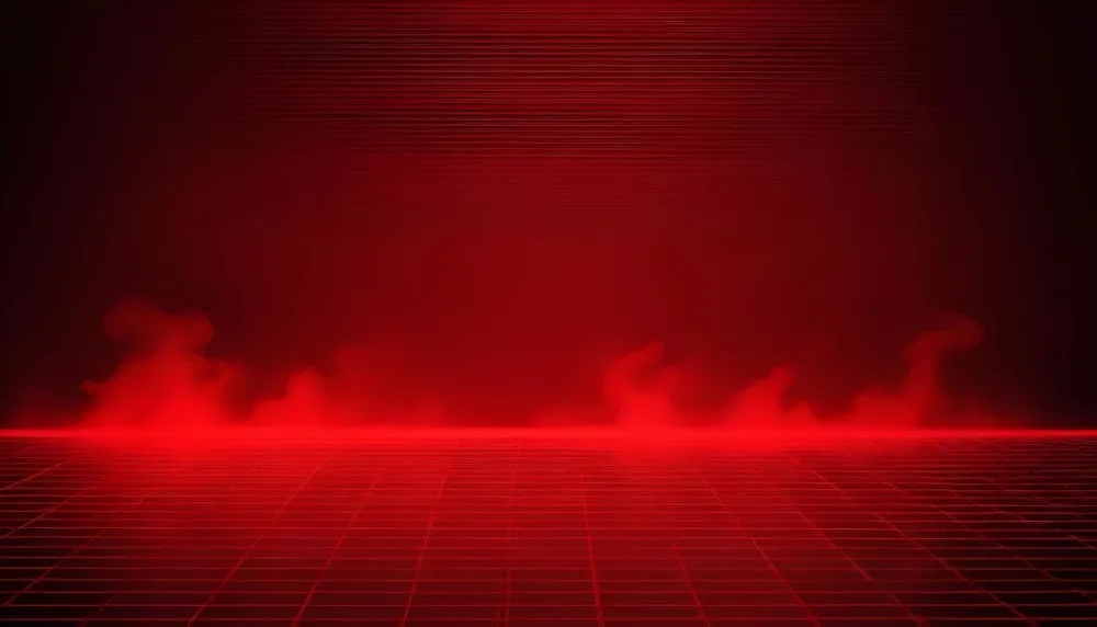 Red Grid Floor With Red Smoke And Red Background With Horizontal Lines Vaporwave Style 10 0ed7