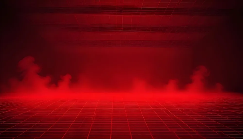 Red Grid Floor With Red Smoke And Red Background With Horizontal Lines Vaporwave Style 15 58b6