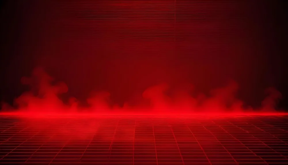 Red Grid Floor With Red Smoke And Red Background With Horizontal Lines Vaporwave Style 18 3641