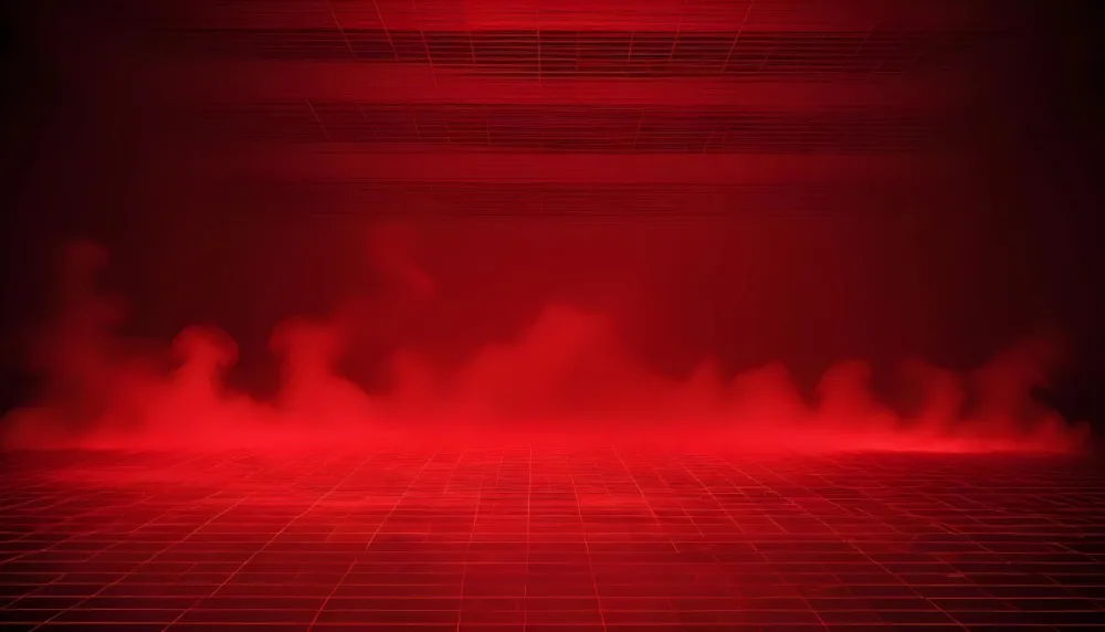 Red Grid Floor With Red Smoke And Red Background With Horizontal Lines Vaporwave Style 19 1104