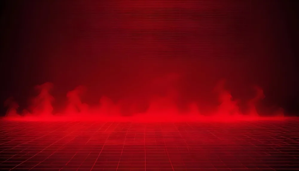 Red Grid Floor With Red Smoke And Red Background With Horizontal Lines Vaporwave Style 20 E9db