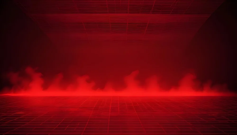 Red Grid Floor With Red Smoke And Red Background With Horizontal Lines Vaporwave Style 24 D00f