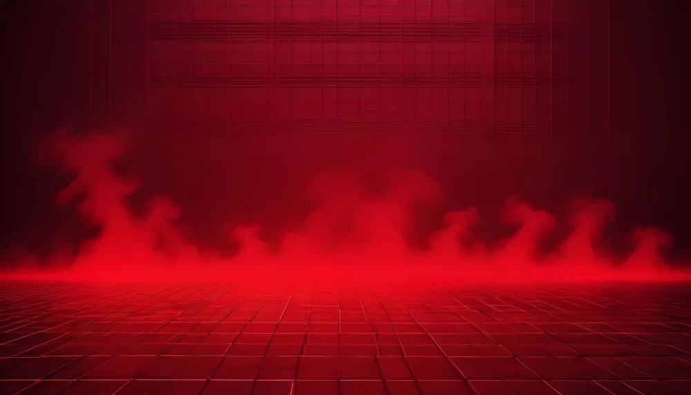 Red Grid Floor With Red Smoke And Red Background With Horizontal Lines Vaporwave Style 25 34c9