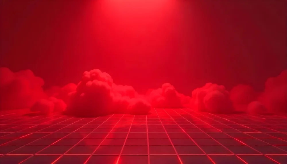 Red Grid Floor With Red Smoke And Red Background With Horizontal Lines Vaporwave Style 27 50f2