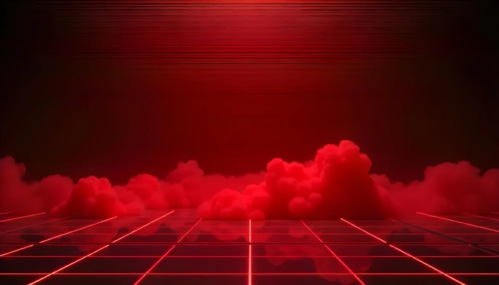 Red Grid Floor With Red Smoke And Red Background With Horizontal Lines Vaporwave Style 29 8006