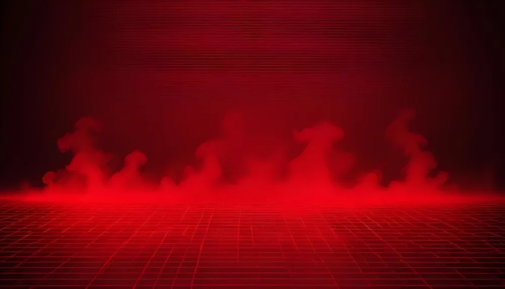 Red Grid Floor With Red Smoke And Red Background With Horizontal Lines Vaporwave Style 3 3cb8