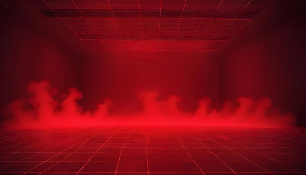Red Grid Floor With Red Smoke And Red Background With Horizontal Lines Vaporwave Style 4 D2cf