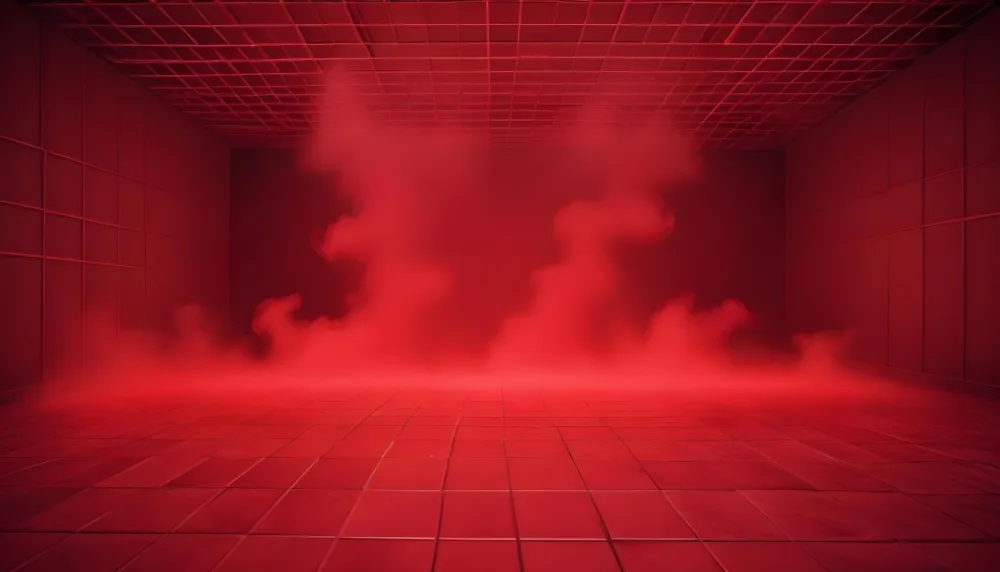 Red Grid Floor With Red Smoke And Red Background With Horizontal Lines Vaporwave Style 5 431e