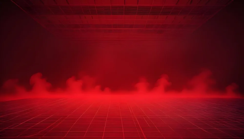 Red Grid Floor With Red Smoke And Red Background With Horizontal Lines Vaporwave Style 7 4419