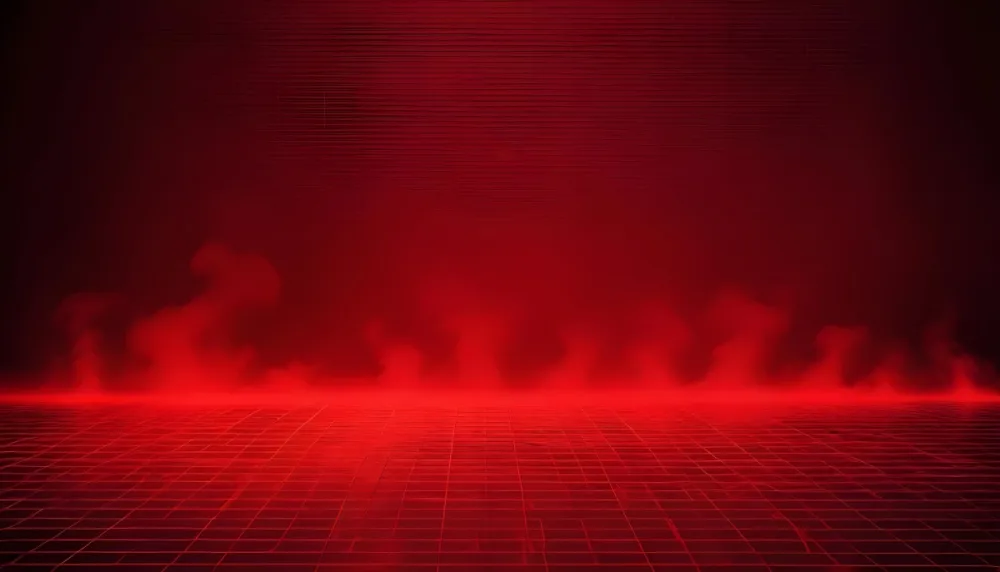 Red Grid Floor With Red Smoke And Red Background With Horizontal Lines Vaporwave Style 8 1bcf
