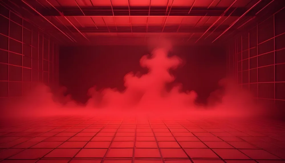 Red Grid Floor With Red Smoke And Red Background With Horizontal Lines Vaporwave Style 9 912b