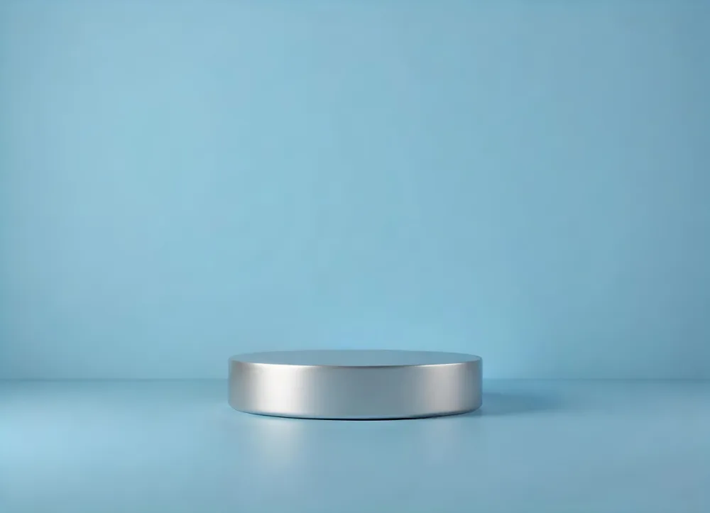 Silver Podium With A Transparent Circle On A Light Blue Background Perfect For Showcasing Products Clean And Minimalist Design Soft Lighting Elegant Presentation Modern Aesthetic 23 5ba2