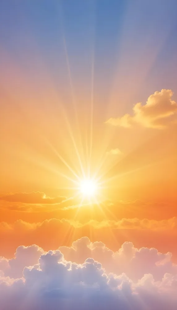 Sun With Bright Rays Of Light Orange Sky With Clouds Warm Tones Soft Light Sunny Day Bright And Vibrant Colors Peaceful Atmosphere 15 4475