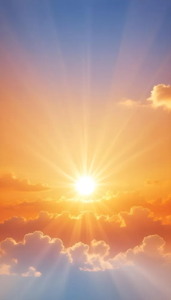 Sun With Bright Rays Of Light Orange Sky With Clouds Warm Tones Soft Light Sunny Day Bright And Vibrant Colors Peaceful Atmosphere 27 0ac7