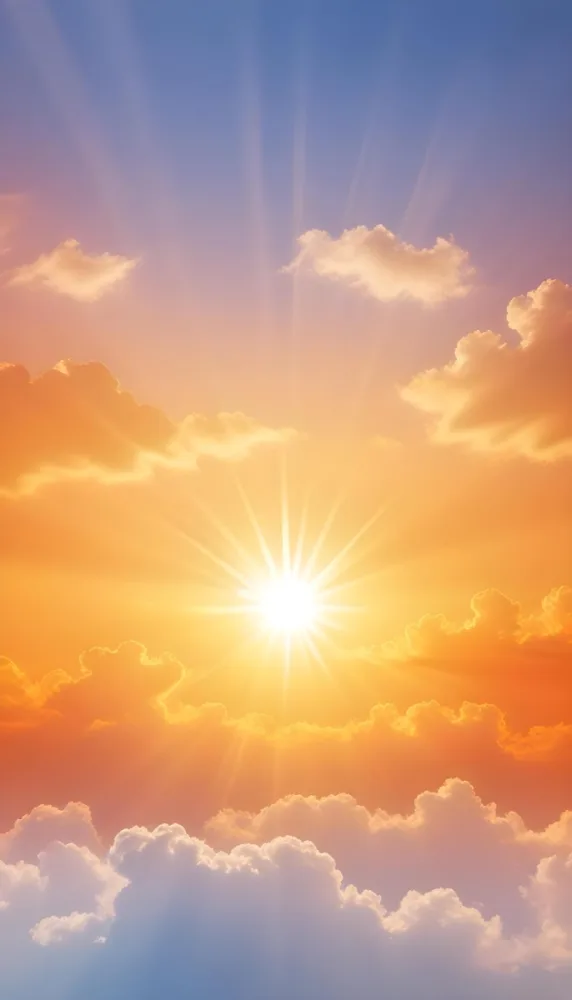 Sun With Bright Rays Of Light Orange Sky With Clouds Warm Tones Soft Light Sunny Day Bright And Vibrant Colors Peaceful Atmosphere 28 Afaf