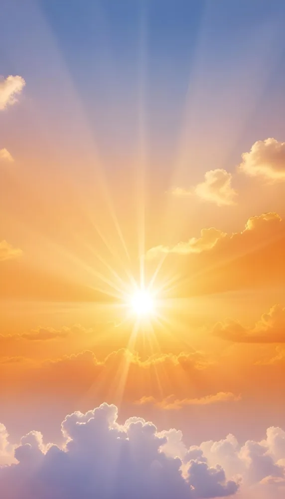 Sun With Bright Rays Of Light Orange Sky With Clouds Warm Tones Soft Light Sunny Day Bright And Vibrant Colors Peaceful Atmosphere 8 1848